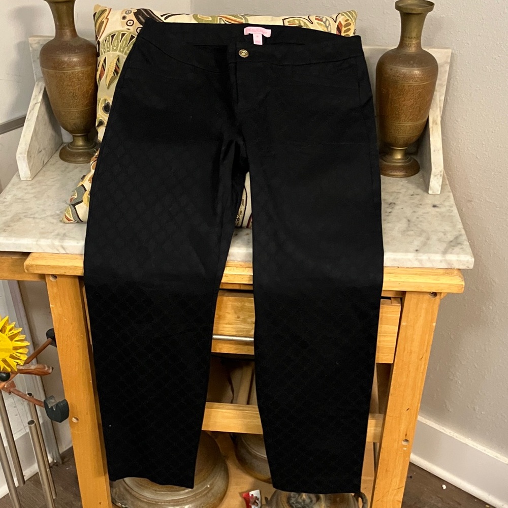 Lilly Pulitzer Fabulous Black On Black Pattern Pants Great For Work And Fun!! 8